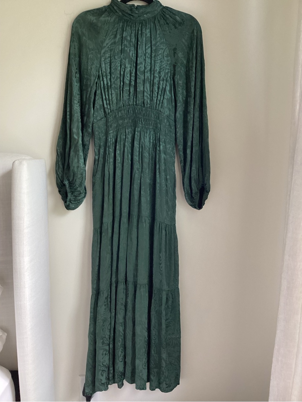 Anthropologie The Somerset Maxi Dress Mock-Neck Edition Small Green Tiered - Picture 2 of 16
